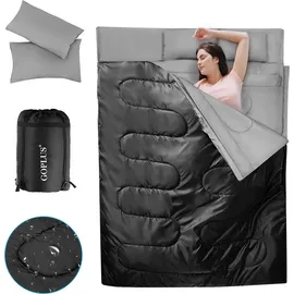Costway 2 in 1 Doppelschlafsack, Einzelschlafsack XL, Deckenschlafsack 2 Personen/mit 2 Kissen 220x150cm / für Camping, Wandern, Aktivitäten im Freien