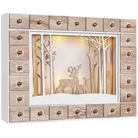 Spielwerk® Adventskalender zum selbst Befüllen Nachhaltig LED warmweiß 24 Türchen Weihnachtskalender DIY Holz Kinder Wiederverwendbar Winterlandschaft