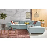 Ecksofa INOSIGN "Sapporo L-Form" Sofas Gr. B/H/T: 272cm x 78cm x 222cm, Struktur fein, Ottomane rechts, ohne Bettfunktion, blau (aqua) wahlweise Bettfunktion oder Sitztiefenverstellung, Federkern