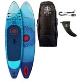 Runga-Boards Inflatable SUP-Board Runga PARURU AIR 10.8 Stand Up Paddling SUP iSUP, (mit gepolsterten Trolley-Rucksack, Center-Finne und Coiled-Leash) Set 1