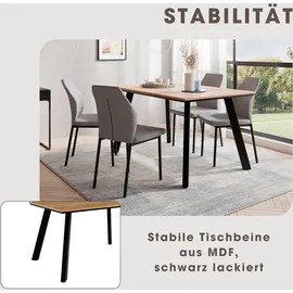 otto home Essgruppe OTTO HOME "Genf Tischgruppe, Esstisch plus 4 Stühle", grau (eichefarben, anthrazit,), Webstoff, Sitzmöbel-Sets, Essgruppe, Esstisch 138 cm, 4 Esszimmerstühle, moderne Tischplatte in Evoke eiche