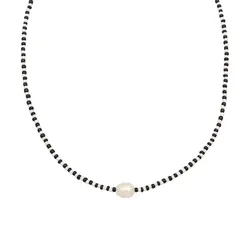 Elli Barock Perle Glass Beads Schwarz Weiß 925 Silber 42 Damen 