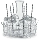 Zeller Glaskaraffe-/ Gläser-Set, 8-tlg., Glas/Metall, ca. 30 x 28 x 28 cm,