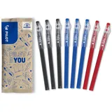 PILOT - 8er-Set FriXion Ball Stick - Gel-Tinte radierbar - 3 Blau, 3 Schwarz und 2 Rot - Der FriXion Kugelschreiber - Für Federmäppchen - Schulartikel - Mittlere Spitze