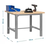 Proregal Werkbank Buffalo Wood | HxBxT 87x120x75cm | Traglast 600kg | Grau