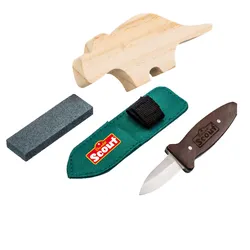 SCOUT Schnitzset  -Schnitzmesser - Kindermesser - Kinder Messer & Schleifstein !