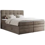 MKS Boxspringbett Braun, Textil, 2-Sitzer, H3, Rechteckig, 180x200 cm Schlafzimmer, Betten, Boxspringbetten