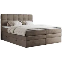 MKS Boxspringbett Braun, Textil, 2-Sitzer, H3, Rechteckig, 180x200 cm Schlafzimmer, Betten, Boxspringbetten