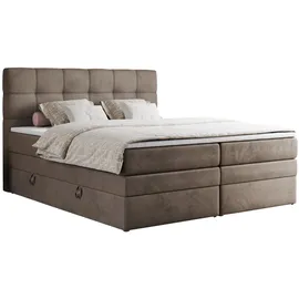 MKS Boxspringbett Braun, Textil, 2-Sitzer, H3, Rechteckig, 180x200 cm Schlafzimmer, Betten, Boxspringbetten