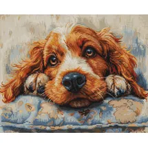 Luca-S Kreuzstich Stickpackung Cocker Spaniel, Zählmuster, Gartendekoration