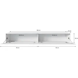veneti P & B Lowboard D180 180x30x33 cm Weiß Hochglanz/Eiche Holzwerkstoff