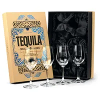 GLASSIQUE CADEAU Kristall Tequila Verkostungs Gläser | 4er Set | 160 ml Tasting und Nosing Gläser für Joven, Reposado, Anejo Tequila, Schnapps, Aromatische Spirituosen, Likör