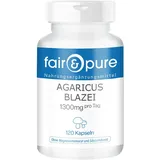 Fair & Pure Agaricus Blazei Murill Kapseln 1300mg Tagesdosis, 120 Stück, Mandelpilz, veganes Nahrungsergänzungsmittel ohne Zusätze, in Deutschland hergestellt