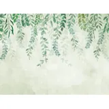 Livingwalls Fototapete Blätter creme blau grün B/L: ca. 280x371 cm - Blau, Creme, Gruen