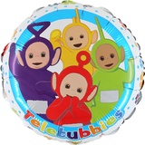 Grabo Teletubbies Geburtstagsballon, Partyballon für Kinder, rund, Folienballon mit Strohhalm zum Aufblasen. Bunte Luftballons, Made in Italy, 35 x 35 cm