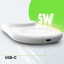 Belkin BoostCharge Pro kabellose 2-in-1-Ladestation mit Qi2, 15W, Schnellladegerät, Wireless Charger für iPhone 17, Air, 16, Pixelsnap, AirPods und MagSafe-fähigen Geräten – Weiß