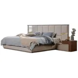 Xlmoebel Schlafzimmer-Set Zeitgemäße Beigefarbene Schlafzimmereinrichtung Luxuriöses Doppelbett, (3-tlg., Bett /2x Nachttische), Hergestellt in Europa beige