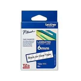 Brother TZE-111 farblos/schwarz 6 mm