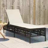 vidaXL Sonnenliege mit Auflage Braun Poly Rattan