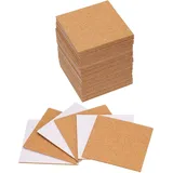 QUARKZMAN 50 Stück Selbstklebende Korkuntersetzer 80x80x2mm Korkplatte Korkplatten Korkmatte Kork Untersetzer Kork Selbstklebend für DIY Bastelarbeiten, Quadratisch