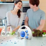 Wasserdichtes Am/fm-duschradio Mit Einstellbarer Lautstärke Und Einfacher Sendersuche, Tragbar Fürs Badezimmer, Blau, Größe 150 X 57 X 115 Mm, Abs, 3 Aa-batterien