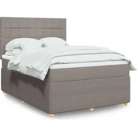 vidaXL Boxspringbett mit Matratze Taupe 140x200 cm Stoff