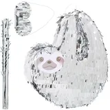 Relaxdays Faultier Piñata 3tlg. Silber/Grau