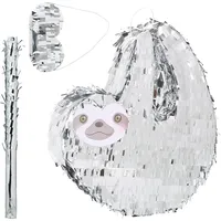 Relaxdays Faultier Piñata 3tlg. Silber/Grau