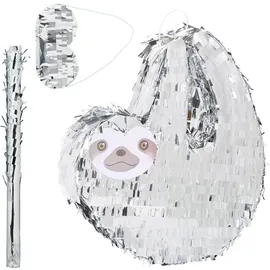 Relaxdays Faultier Piñata 3tlg. Silber/Grau
