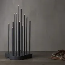 Star Trading - Kerzenleuchter Buzz, Dunkelgrau, Metall, 12-flammig, Holz, 43cm