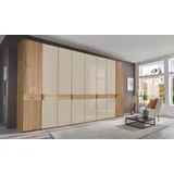 Wiemann Drehtürenschrank WIEMANN "Cardiff", beige (glas champagner), B:393,1cm H:236cm T:58cm, Floatglas, Hartfaserplatte, Holzwerkstoff, Massivholz, Schränke, Drehtürenschrank, inkl. Türdämpfung