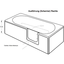 hak Handelsagentur Koch CASCADE Badewanne mit Tür 169,5 x 70 cm (MPNR nicht verfügbar)