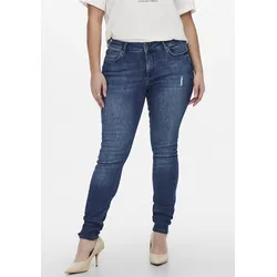 Skinny-fit-Jeans ONLY CARMAKOMA "CARWILLY REG SKINNY JEANS DNM REA", Damen, Gr. 50, Länge 32, blau (medium blau denim), Denim/Jeans, Obermaterial: 92% Baumwolle, 6% Elastomultiester, 2% Elasthan, casual, skinny fit, Jeans