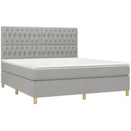 vidaXL Boxspringbett mit Matratze & LED Hellgrau 180x200 cm Stoff