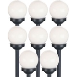 ETC Shop 8er Set LED Solarkugel weiß, Erdspieß, DxH 10x38 cm
