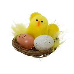 Küken Nest Ostern Nest Chenille gelb Ø 5cm H 4,5cm 4 Stück