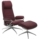 STRESSLESS Sessel mit Hocker Paris Star High Back Leder Rot Batick Bordeaux
