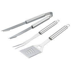 Tarrington House Grillutensilien Set 3-tlg., Edelstahl, für Gas- und Holzkohlegrill, spülmaschinenfest, silber