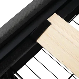 Flieks Polsterbett 160x200cm mit USB und Steckdosen, Jugendbett Doppelbett mit 4 Schubladen, Stauraumbett Massivholzbett mit LED und Lattenrost, Le... - Grau