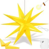 Kesser - Leuchtstern 3d Led Weihnachtsstern Mit Timer Für Innen Und Außen Adventsstern Beleuchtet Hängend Stern + Warmweiß Licht Gelb / Mit Timer / 35cm