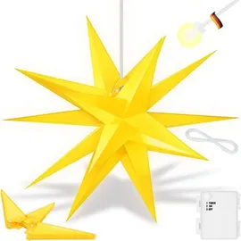 Kesser - Leuchtstern 3d Led Weihnachtsstern Mit Timer Für Innen Und Außen Adventsstern Beleuchtet Hängend Stern + Warmweiß Licht Gelb / Mit Timer / 35cm