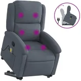 vidaXL Massagesessel mit Aufstehhilfe Samt 144,5 x 82 x 0 cm Dunkelgrau mit Fernbedienung
