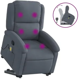 vidaXL Massagesessel mit Aufstehhilfe Samt 144,5 x 82 x 0 cm Dunkelgrau mit Fernbedienung