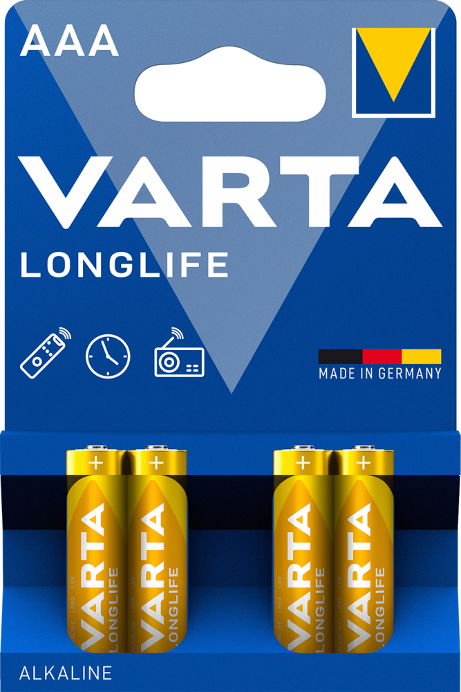 VARTA LONGLIFE AAA 4er Batterie - Alkali-Mangan Technologie