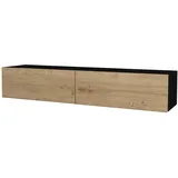 [en.casa] Toivakka Fernsehschrank Lowboard 135x25x31cm Schwarz/Eiche Holz