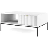 Beautysofa Couchtisch Novia, Kaffeebank, mit Schublade, Wohnzimmerbank mit Metallgestell (Kaffeebank, Tisch), mit Schublade, Wohnzimmerbank mit Metallgestell, Weiß / Grau / Schwarz weiß