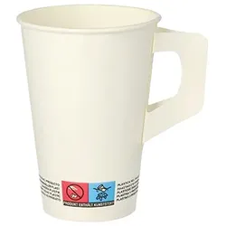 Starpak 2000 Pappbecher mit Henkel 0,2 l, Ø 7 cm · 9,7 cm weiss für Heißgetränke Kaffee Glühweinbecher