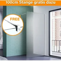 90x200cm Walk in Duschwand, nano esg 8mm Vollsatiniert Glas, Duschtrennwand Glaswand mit Stabilisator