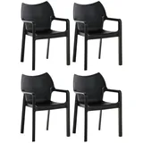 CLP 4er Set Gartenstühle Diva mit Armlehne schwarz