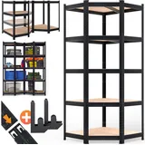 monzana Eckregal MDF 180 x 70 x 40 cm schwarz 5 Holzböden